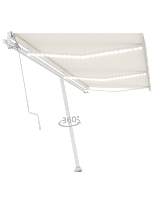 Automatická markýza LED a senzor větru 600 x 350 cm krémová
