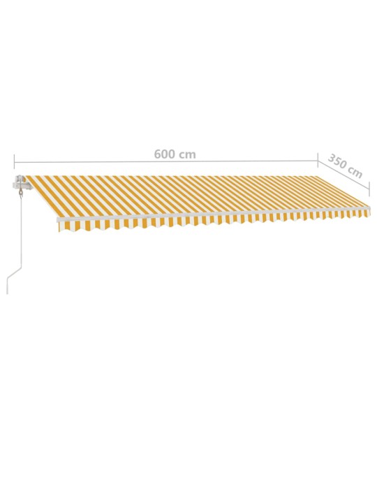 Automatická markýza LED a senzor větru 600 x 350 cm žlutá/bílá