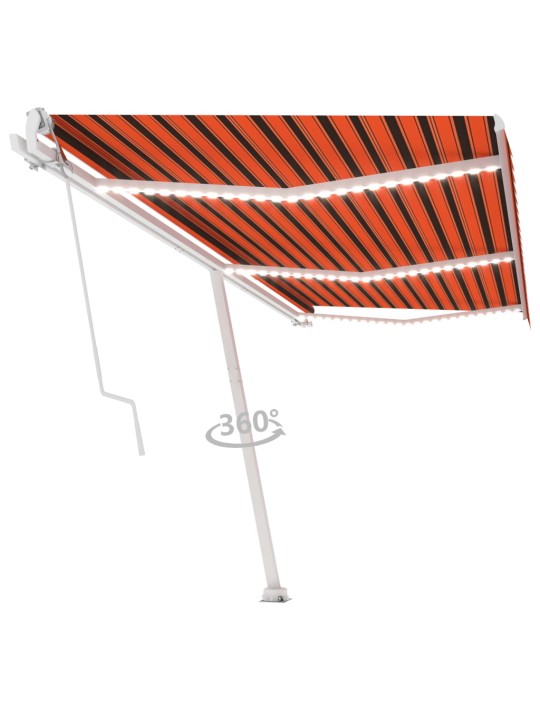 Automatická markýza led a senzor větru 600x350 cm oranžovohnědá