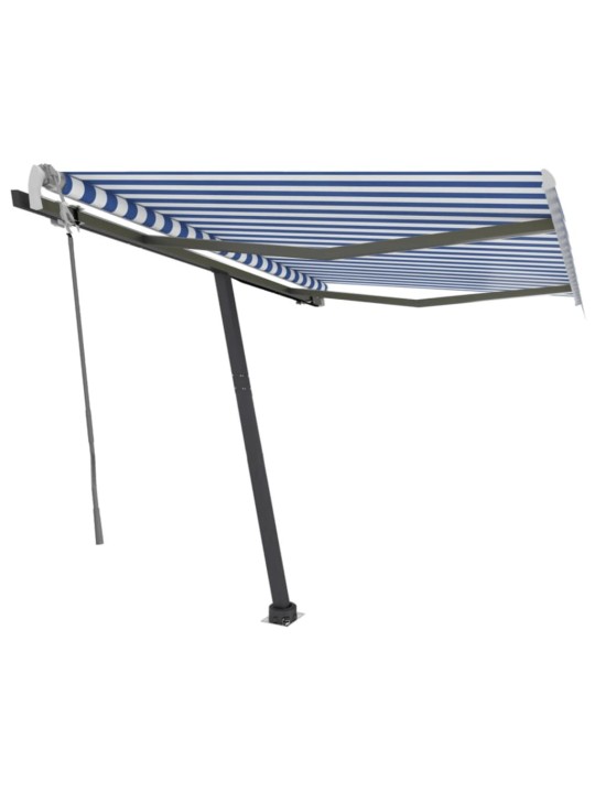 Volně stojící ručně zatahovací markýza 300 x 250 cm modrobílá