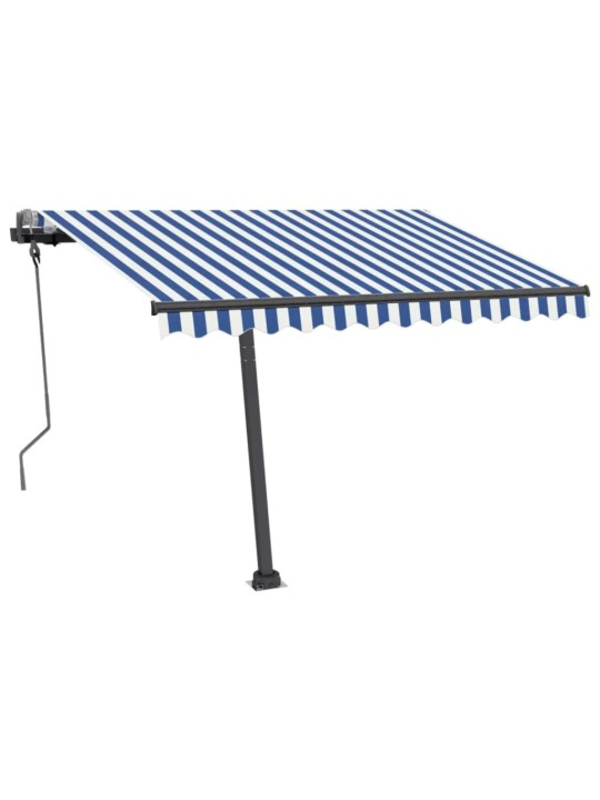 Volně stojící ručně zatahovací markýza 300 x 250 cm modrobílá