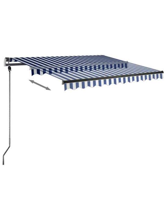 Volně stojící ručně zatahovací markýza 300 x 250 cm modrobílá