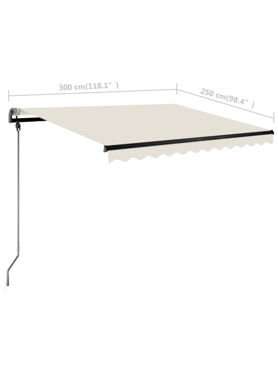 Volně stojící ručně zatahovací markýza 300 x 250 cm krémová