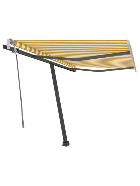 Volně stojící ručně zatahovací markýza 300 x 250 cm žlutá/bílá