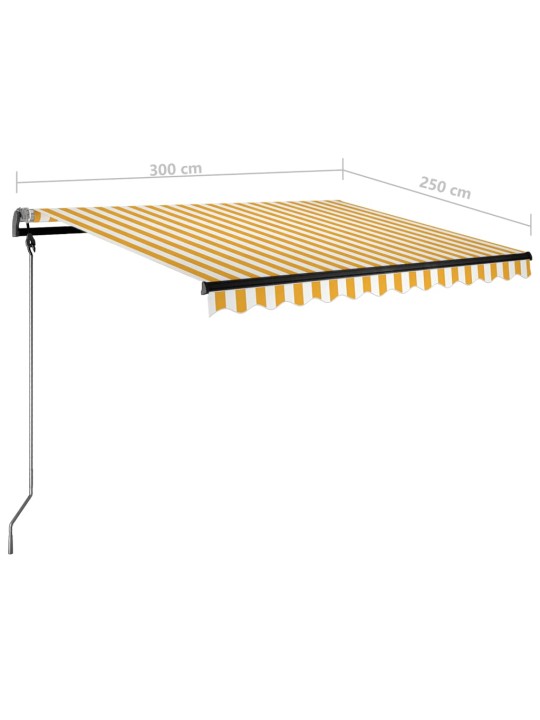 Volně stojící ručně zatahovací markýza 300 x 250 cm žlutá/bílá