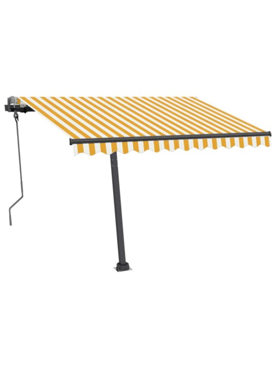 Volně stojící ručně zatahovací markýza 300 x 250 cm žlutá/bílá