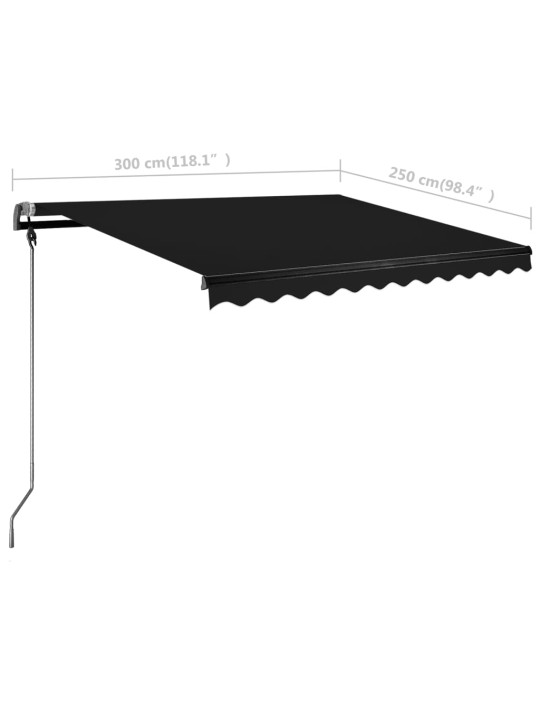 Volně stojící ručně zatahovací markýza 300 x 250 cm antracitová