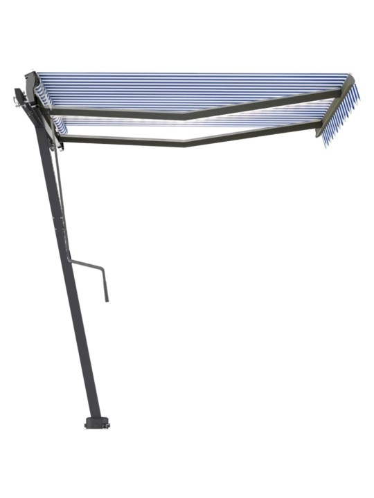 Ručně zatahovací markýza s LED světlem 300x250 cm modrá a bílá
