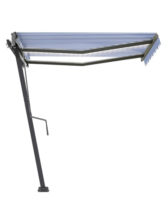 Ručně zatahovací markýza s LED světlem 300x250 cm modrá a bílá