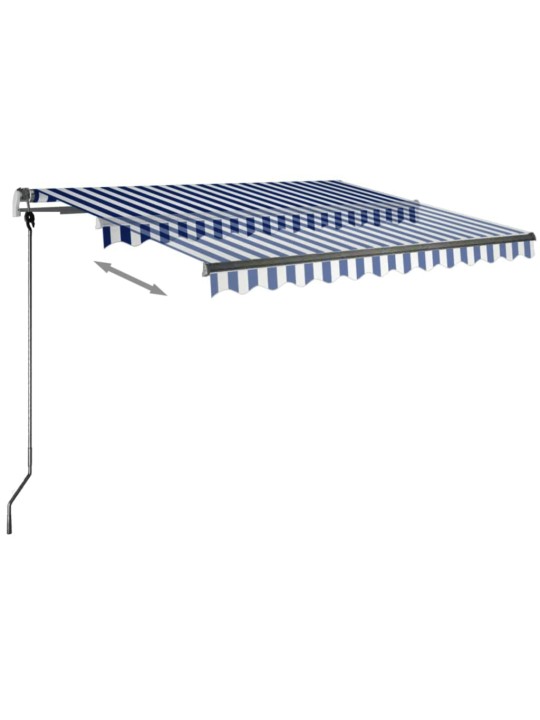 Ručně zatahovací markýza s LED světlem 300x250 cm modrá a bílá