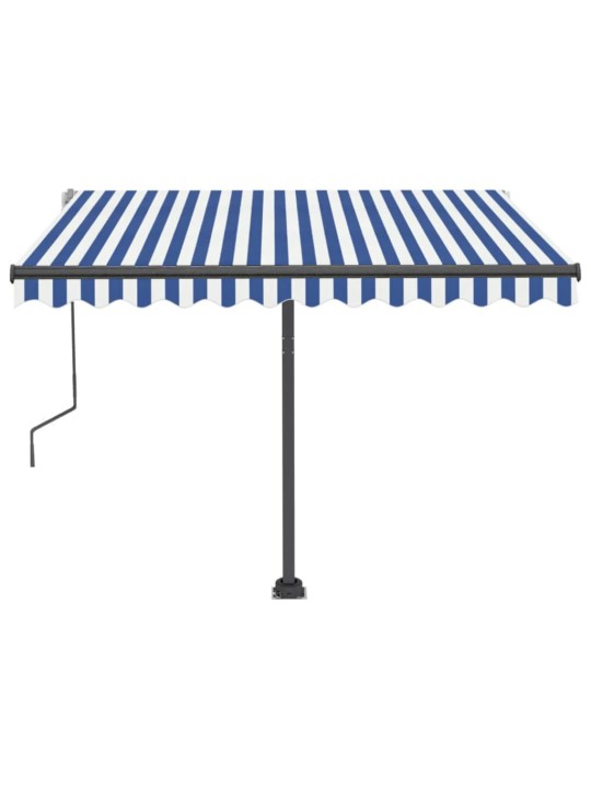 Ručně zatahovací markýza s LED světlem 300x250 cm modrá a bílá