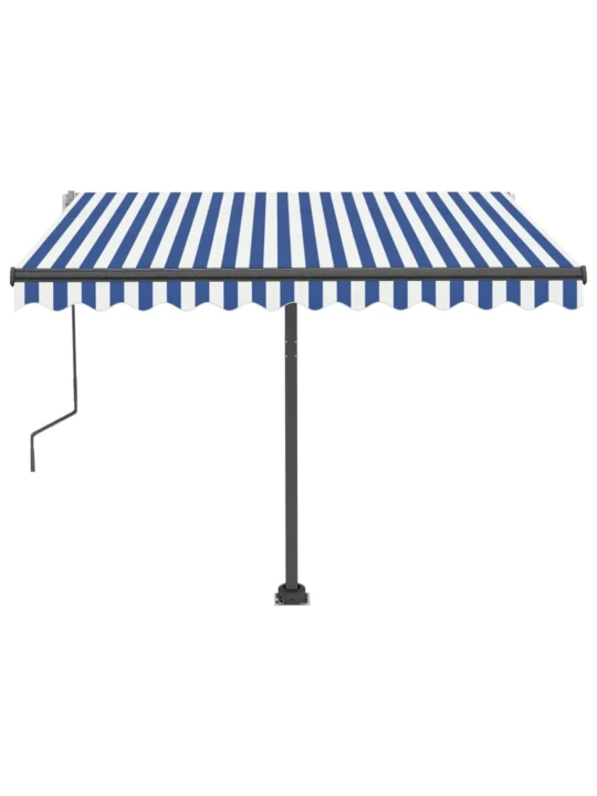 Ručně zatahovací markýza s LED světlem 300x250 cm modrá a bílá