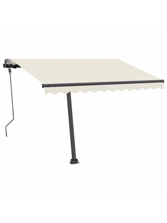 Ručně zatahovací markýza s LED světlem 300 x 250 cm krémová