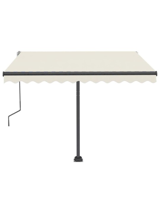 Ručně zatahovací markýza s LED světlem 300 x 250 cm krémová
