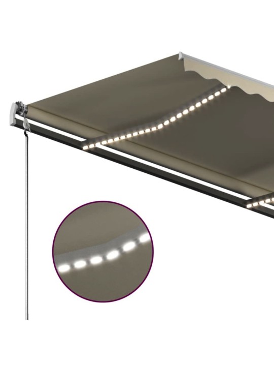 Ručně zatahovací markýza s LED světlem 300 x 250 cm krémová