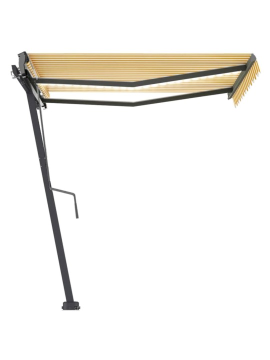 Ručně zatahovací markýza s LED světlem 300 x 250 cm žlutobílá