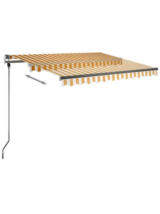 Ručně zatahovací markýza s LED světlem 300 x 250 cm žlutobílá