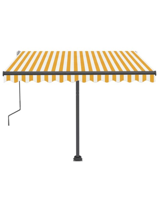 Ručně zatahovací markýza s LED světlem 300 x 250 cm žlutobílá