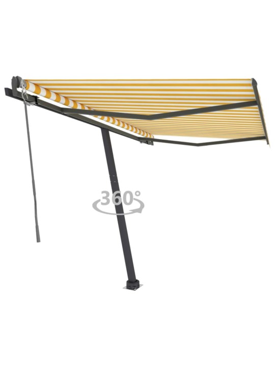 Volně stojící automatická markýza 300 x 250 cm žlutá/bílá