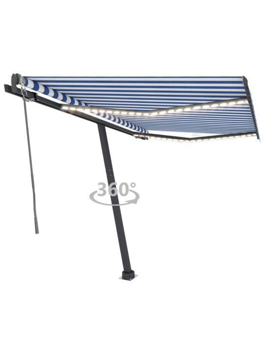 Automatická markýza led a senzor větru 300 x 250 cm modrobílá