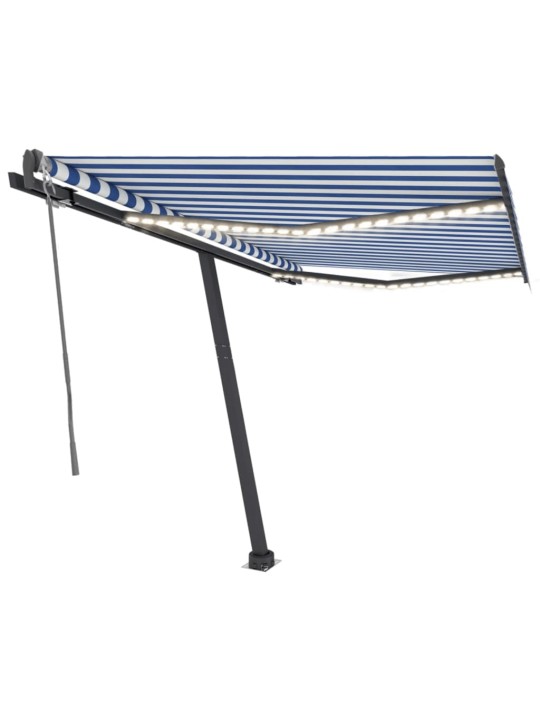 Automatická markýza led a senzor větru 300 x 250 cm modrobílá