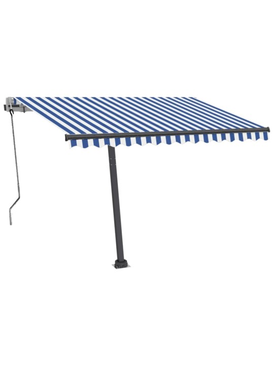 Automatická markýza led a senzor větru 300 x 250 cm modrobílá