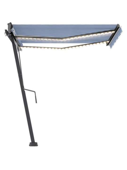 Automatická markýza led a senzor větru 300 x 250 cm modrobílá