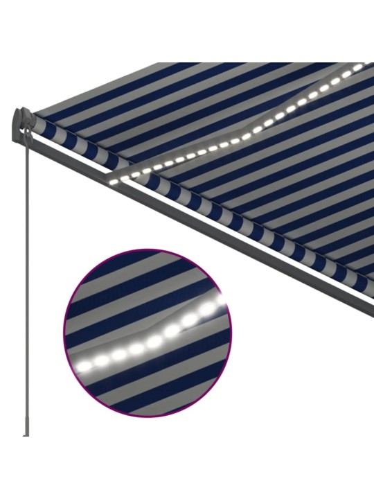 Automatická markýza led a senzor větru 300 x 250 cm modrobílá