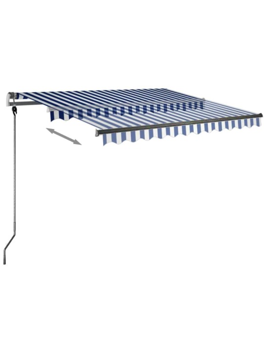 Volně stojící ručně zatahovací markýza 350 x 250 cm modrá/bílá