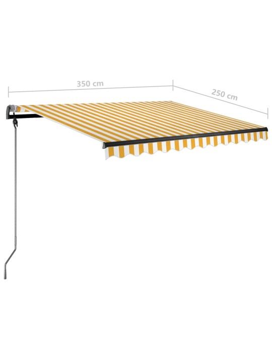 Volně stojící ručně zatahovací markýza 350 x 250 cm žlutá/bílá