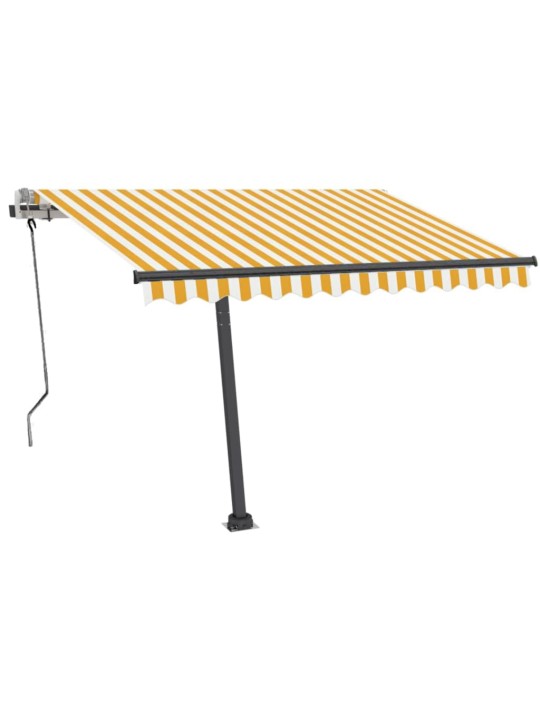 Volně stojící ručně zatahovací markýza 350 x 250 cm žlutá/bílá