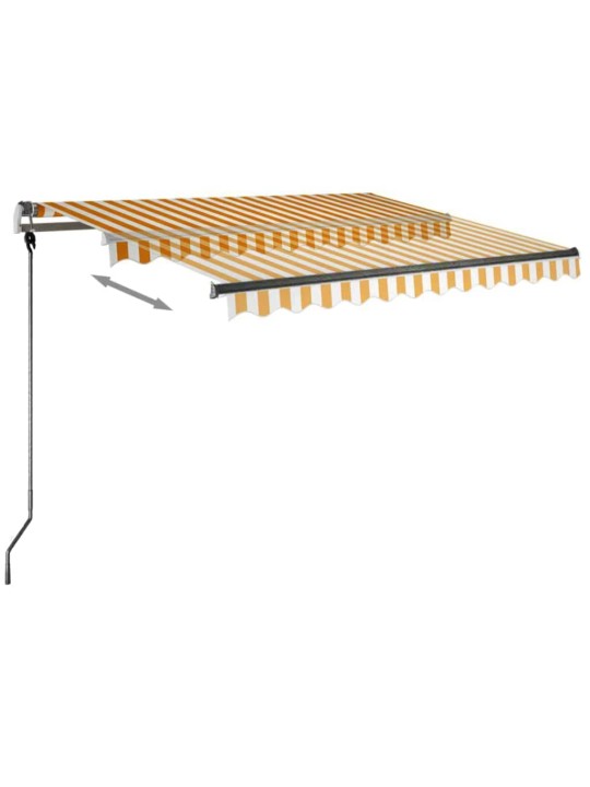 Volně stojící ručně zatahovací markýza 350 x 250 cm žlutá/bílá