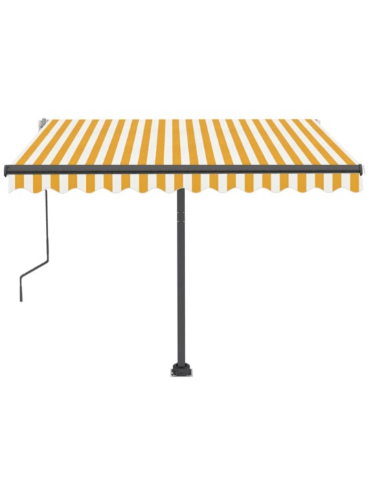 Volně stojící ručně zatahovací markýza 350 x 250 cm žlutá/bílá