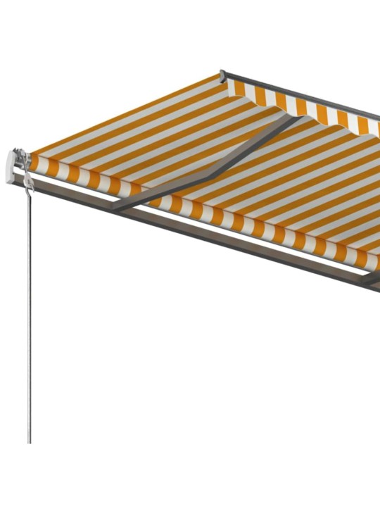 Volně stojící ručně zatahovací markýza 350 x 250 cm žlutá/bílá