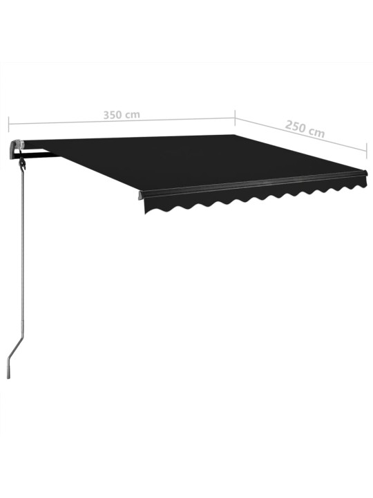 Volně stojící ručně zatahovací markýza 350 x 250 cm antracitová