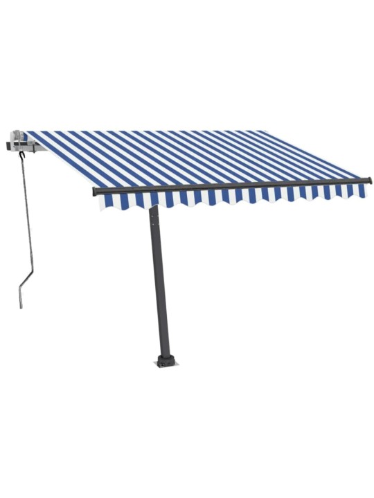 Ručně zatahovací markýza s LED světlem 350 x 250 cm modrobílá