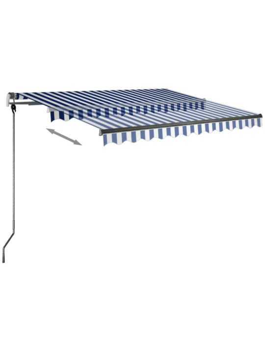 Ručně zatahovací markýza s LED světlem 350 x 250 cm modrobílá