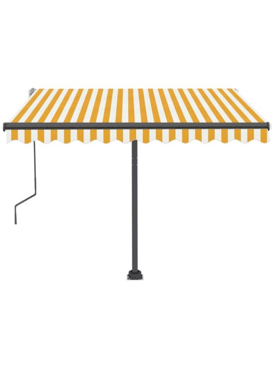 Ručně zatahovací markýza s LED světlem 350 x 250 cm žlutobílá