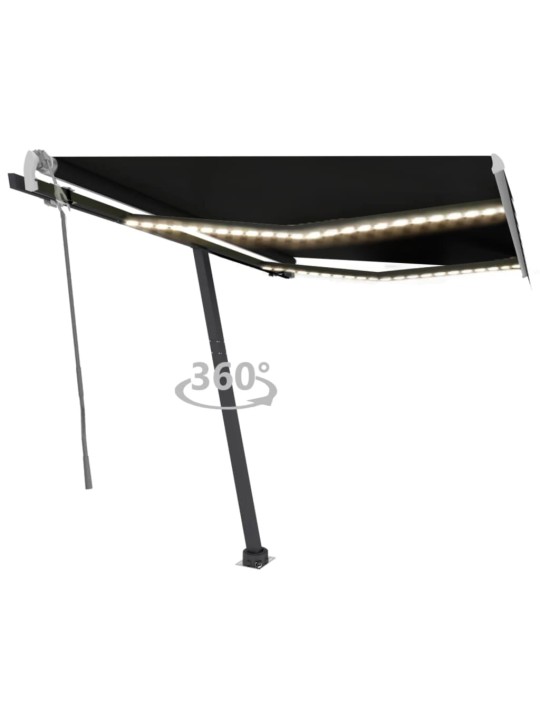 Ručně zatahovací markýza s LED světlem 350 x 250 cm antracitová