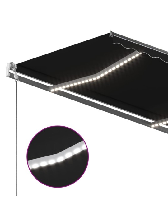 Ručně zatahovací markýza s LED světlem 350 x 250 cm antracitová