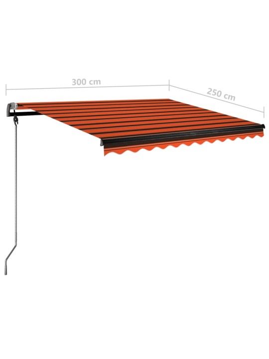 Ručně zatahovací markýza s LED světlem 350x250 cm oranžovohnědá