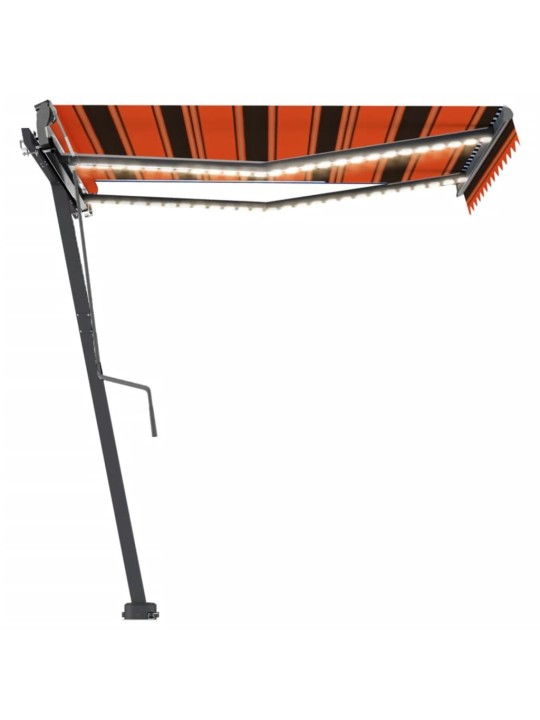 Ručně zatahovací markýza s LED světlem 350x250 cm oranžovohnědá