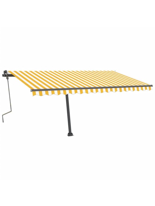 Volně stojící ručně zatahovací markýza 400 x 300 cm žlutobílá