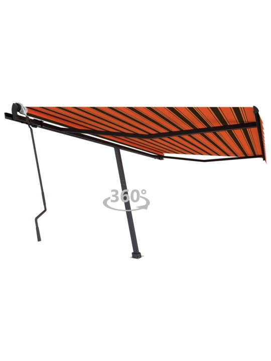 Volně stojící ručně zatahovací markýza 400x300 cm oranžovohnědá