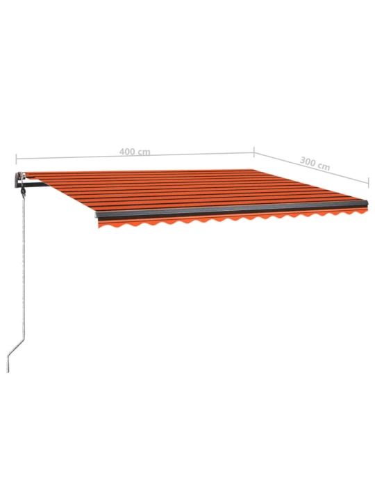 Volně stojící ručně zatahovací markýza 400x300 cm oranžovohnědá