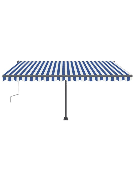 Ručně zatahovací markýza s LED světlem 400x300 cm modrá a bílá