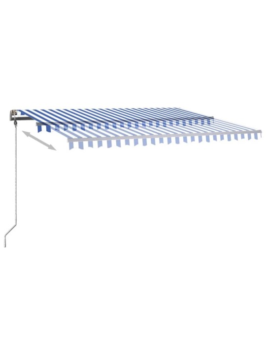 Ručně zatahovací markýza s LED světlem 400x300 cm modrá a bílá