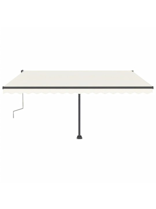 Ručně zatahovací markýza s LED světlem 400 x 300 cm krémová