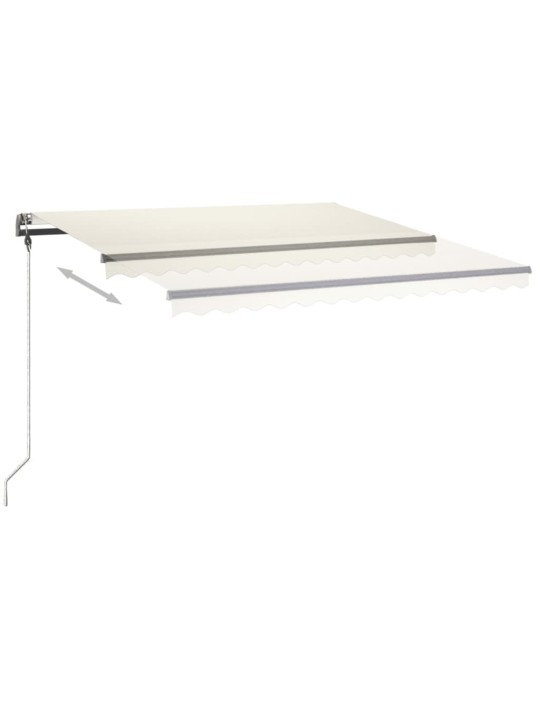 Ručně zatahovací markýza s LED světlem 400 x 300 cm krémová