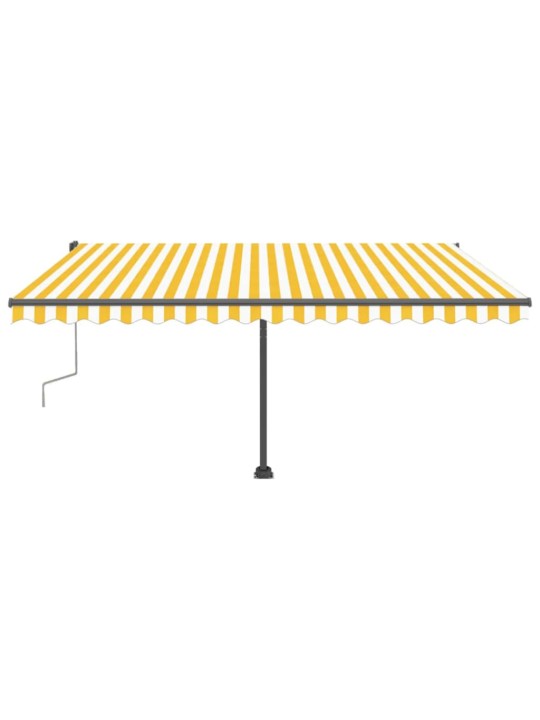 Ručně zatahovací markýza s LED světlem 400 x 300 cm žlutobílá